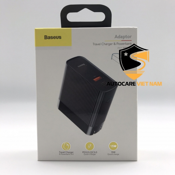 Bộ Sạc Nhanh 2in1 Baseus Power Charger Tích Hợp Pin Dự Phòng 5000mAh